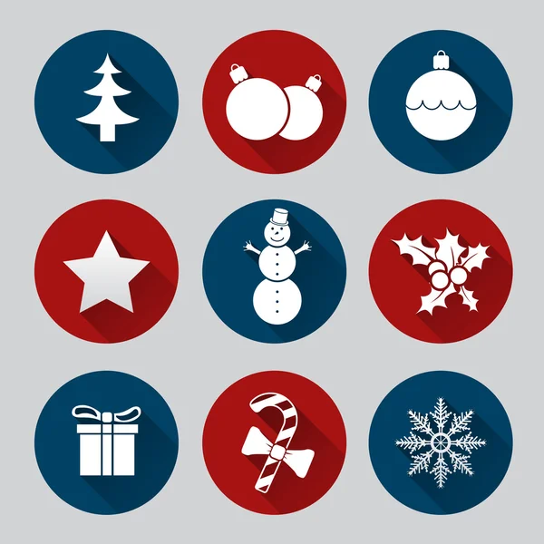 Set de iconos de Navidad plana — Vector de stock