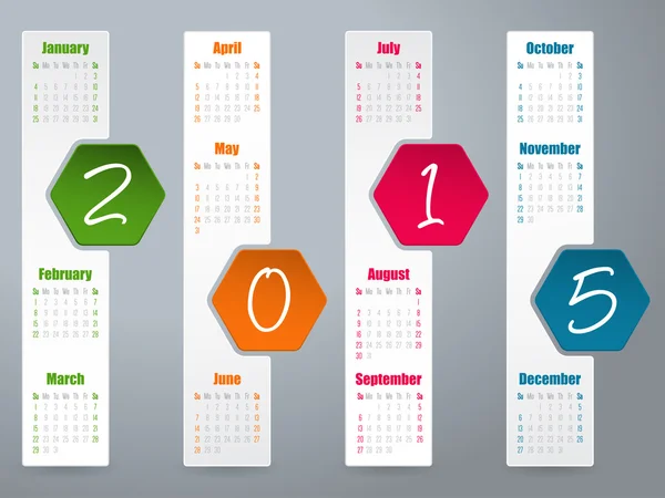 2015 zeshoek kalender ontwerp voor het jaar 2015 — Stockvector