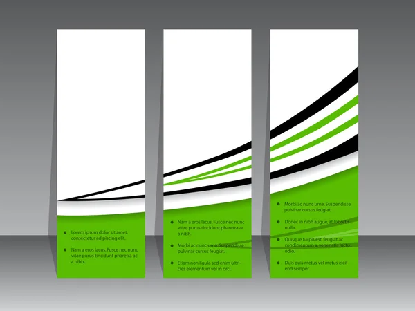 Grünes Label Set mit schwarzem Swoosh — Stockvektor