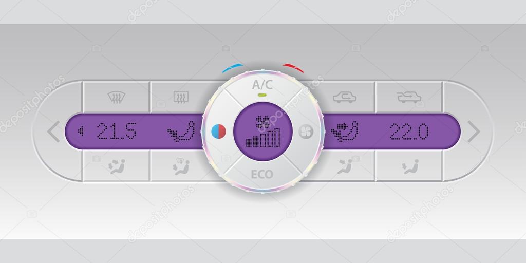 Digital air condition white dashboard design with purple lcd