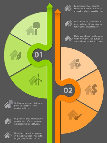 Infografik-Design mit verschiedenen Haussymbolen — Stockvektor