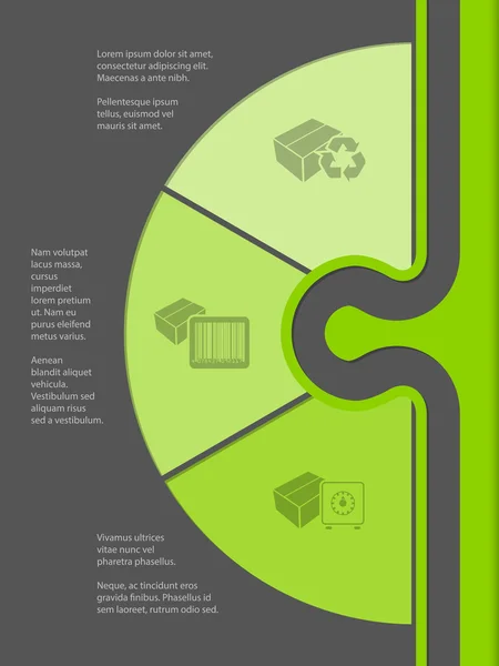 Design infografico con varie icone scatola — Vettoriale Stock