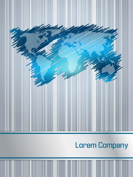 Disegno di brochure aziendale blu a strisce e scarabocchiati — Vettoriale Stock