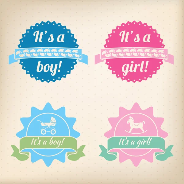 Baby badges for girls and boys — Stock Vector