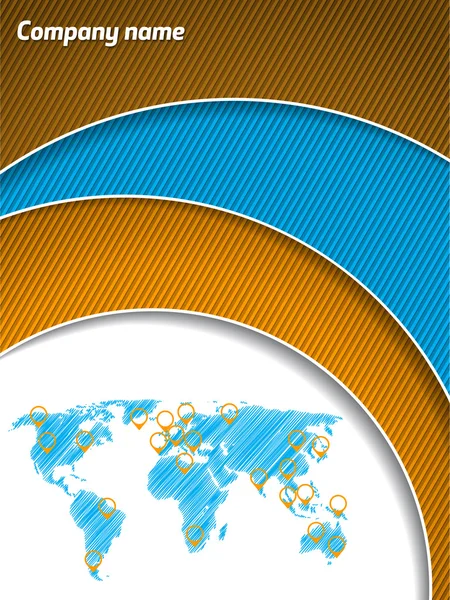 Brochura de negócios legal com mapa e ondas de cores — Vetor de Stock