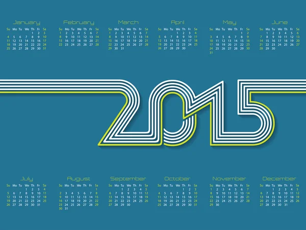 Kalender met gestreepte 2015 tekst — Stockvector
