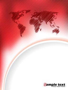 Çizgili kırmızı broşür tasarımı ile karalanmış harita