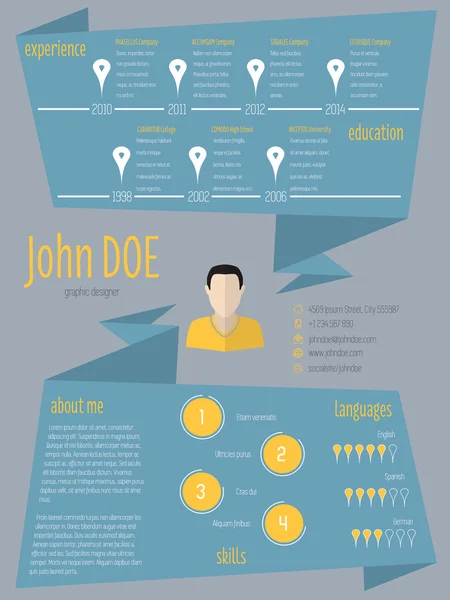 CV moderno estilo origami cv — Archivo Imágenes Vectoriales