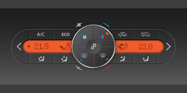 Panel de control digital de aire acondicionado con LCD naranja — Vector de stock