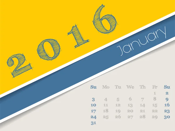 Diseño de calendario simplista enero 2016 — Vector de stock