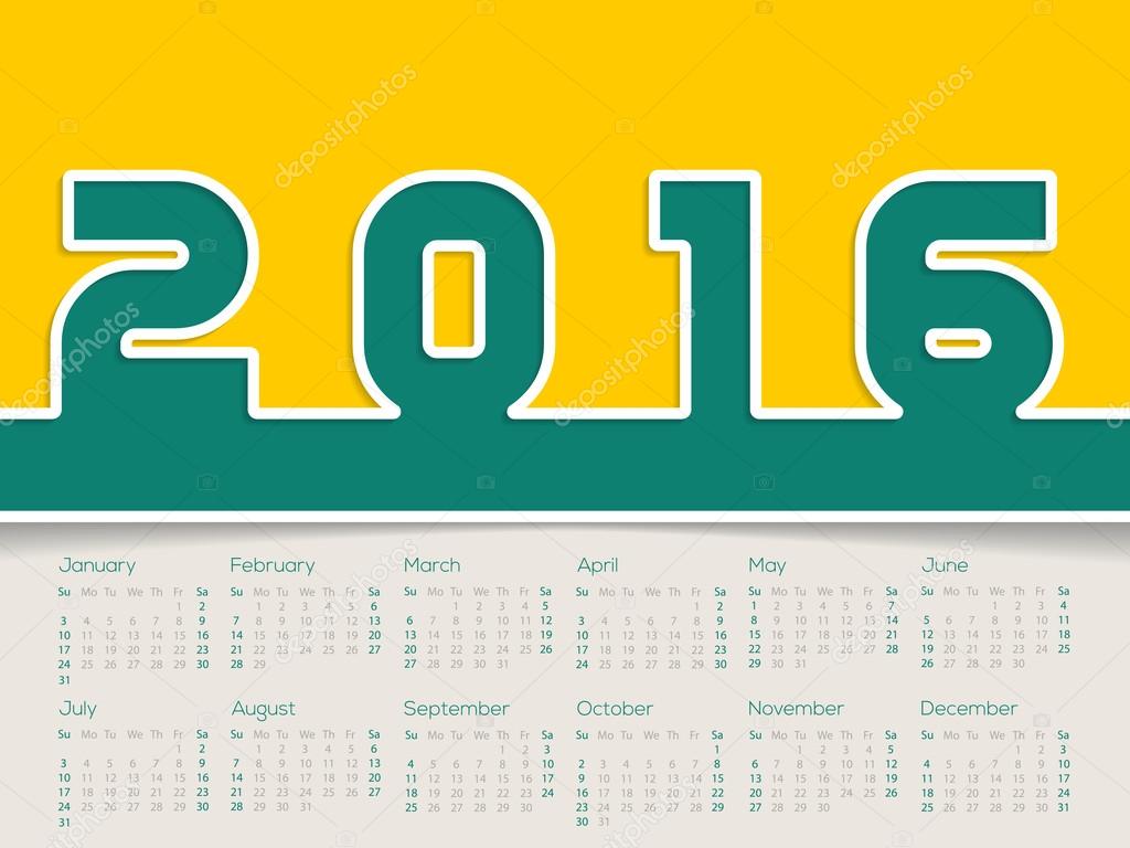 Simplistic 2016 calendar