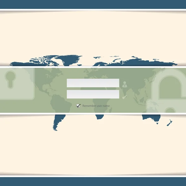 Edel gestalteter Login-Bildschirm mit Weltkarte — Stockvektor