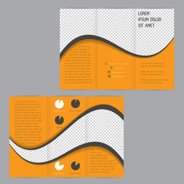 Cool wave design tri-fold flyer brochure template — Stock Vector