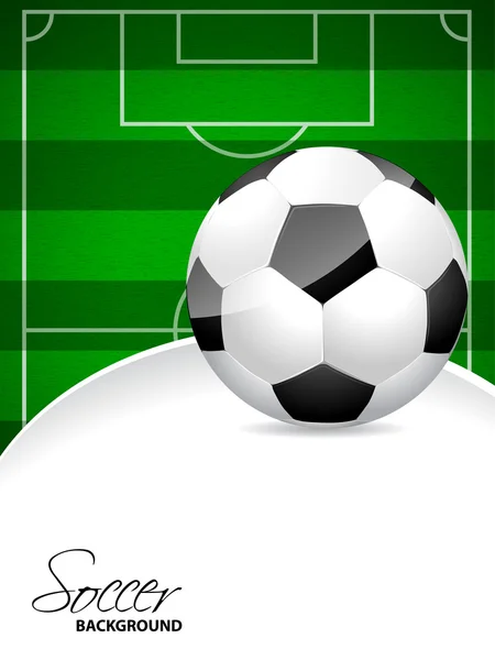 Voetbal brochureontwerp met voetbalveld en bal — Stockvector