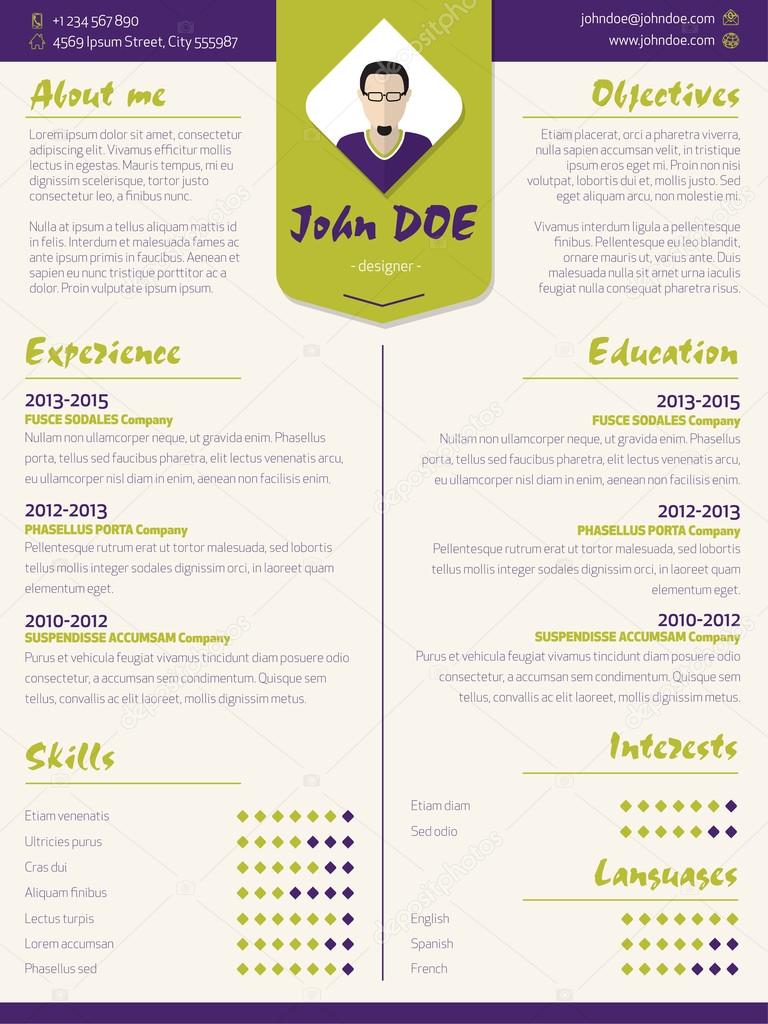 Colorful modern resume curriculum vitae template with design ele