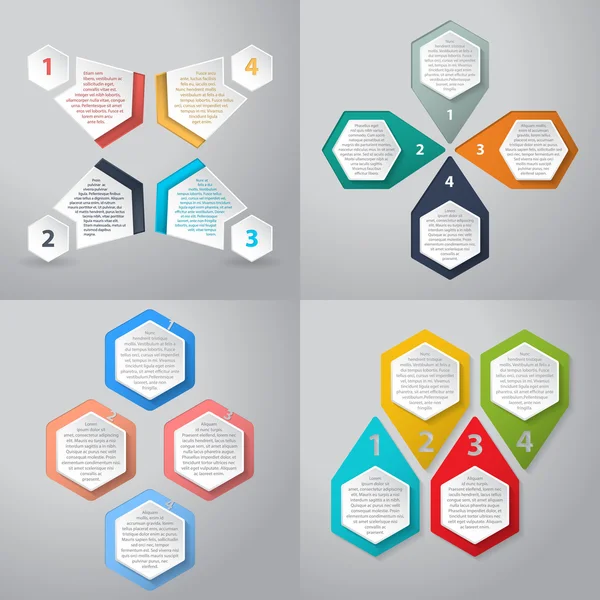 Infographics achtergrond met 4 optie zeshoek elementen — Stockvector