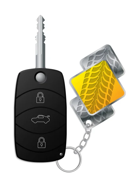 Auto Fernbedienung mit Reifenprofil Schlüsselhalter — Stockvektor