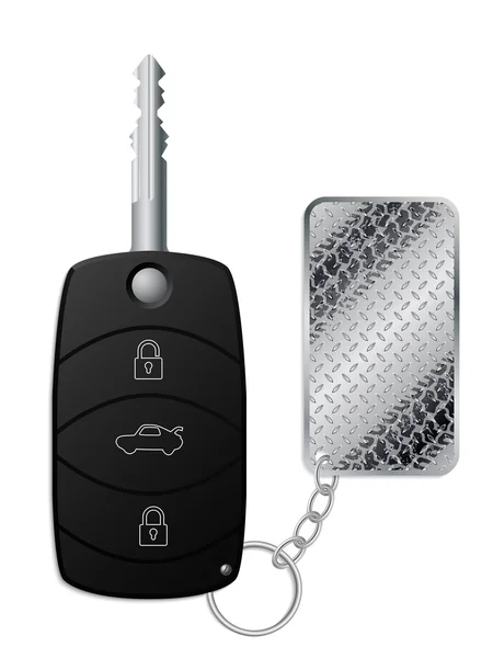 Car remote key with industrial tire tread keyholder — Stok Vektör