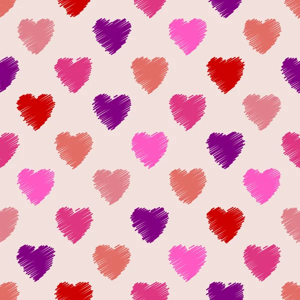 Klottrade hjärta mönster design — Stock vektor