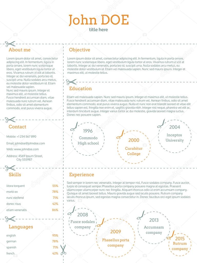 Cv resume template with cutable categories