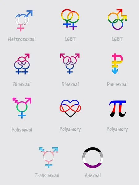 Símbolos e bandeiras de orientação sexual — Vetor de Stock