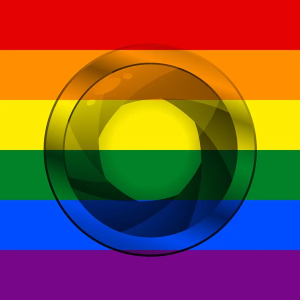 ЛГБТ-флаг с затвором камеры — стоковый вектор
