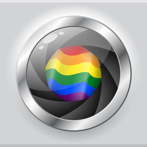 Σημαία του ΛΟΑΤ στο λαμπερό φωτογραφική μηχανή εστίασης — Διανυσματικό Αρχείο