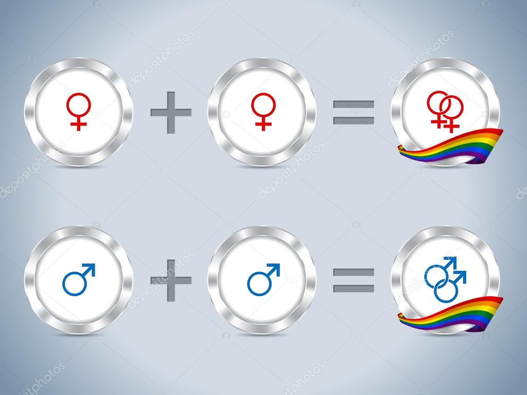 Gay lesbian symbols with flag and badges