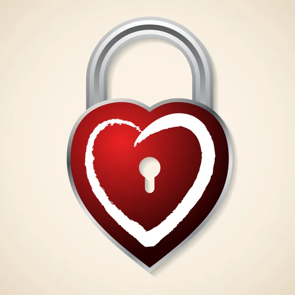 Red heart shaped padlock — Stock Vector