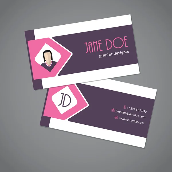 Business card with pink arrow ribbon — Stock Vector