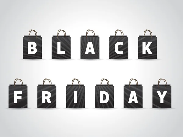 黒の金曜日の背景に黒いショッピング バッグ — ストックベクタ