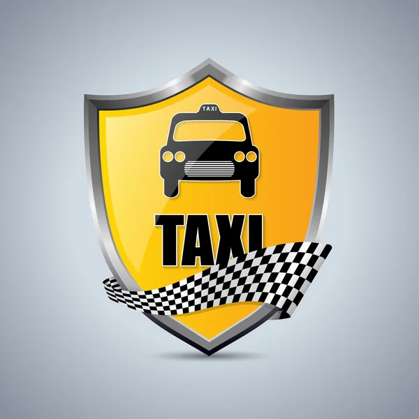 Badge bouclier de taxi avec ruban à carreaux — Image vectorielle