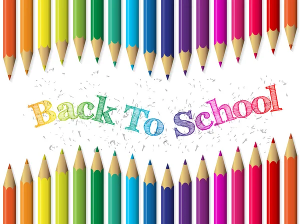 Back to school background with pencils and waving text — Stock Vector