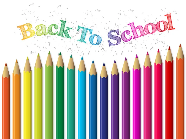 Back to school background with pencils and text — Stock Vector