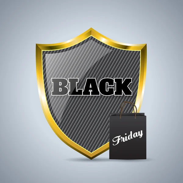 Black friday advertising background design with shield badge and — Stock Vector