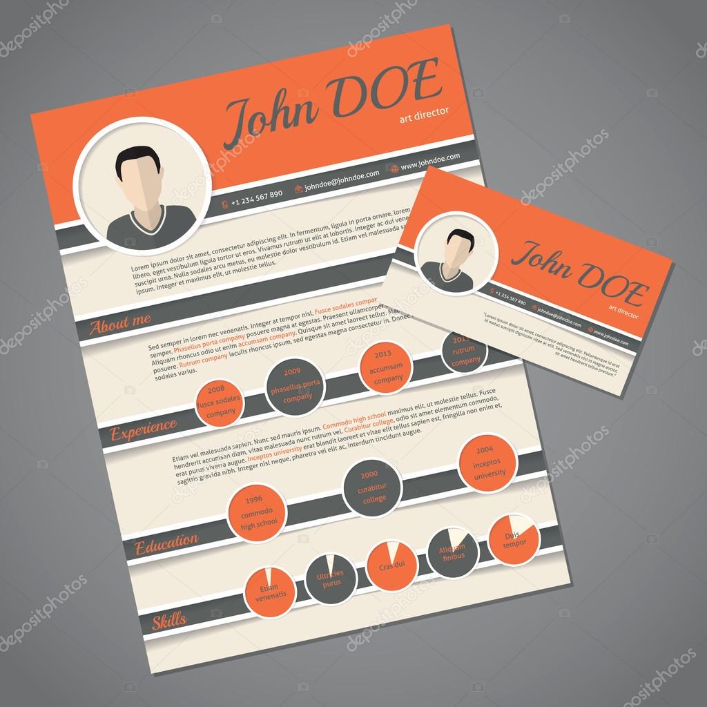 Resume cv template with business card