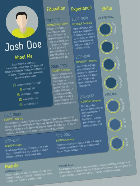 Modèle de CV cv moderne avec la conception des étapes — Image vectorielle