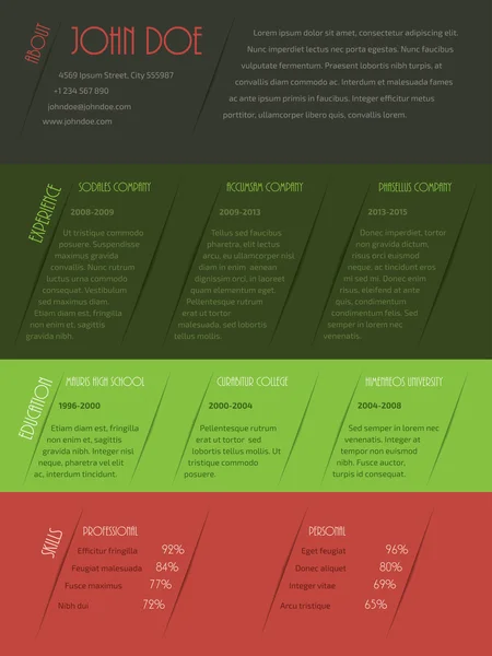 Raffreddare cv design modello di curriculum — Vettoriale Stock