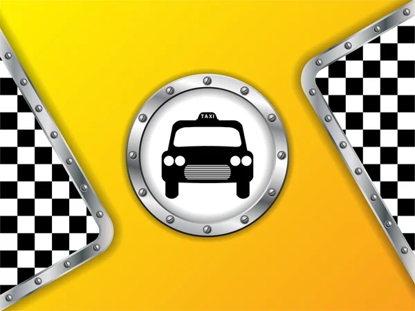 Taksi reklam arka plan metalik rozeti ile — Stok Vektör