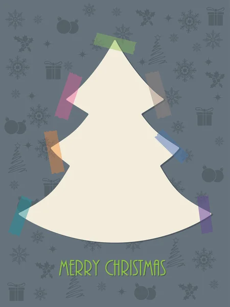 Karácsonyi üdvözlés kártya-val színes szalagok — Stock Vector