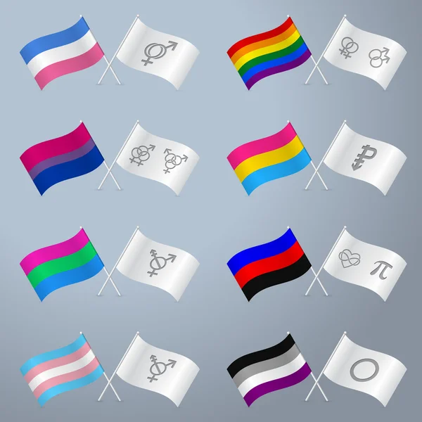 Drapeaux et symboles d'orientation sexuelle — Image vectorielle