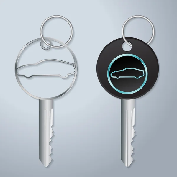 Car keys with engraved car symbol — Stock Vector