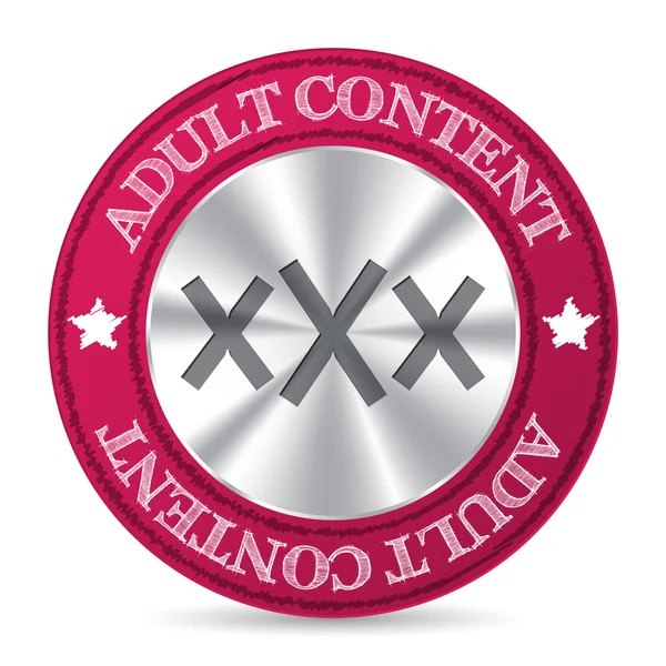 Adult content badge with metallic XXX in center — Stock Vector