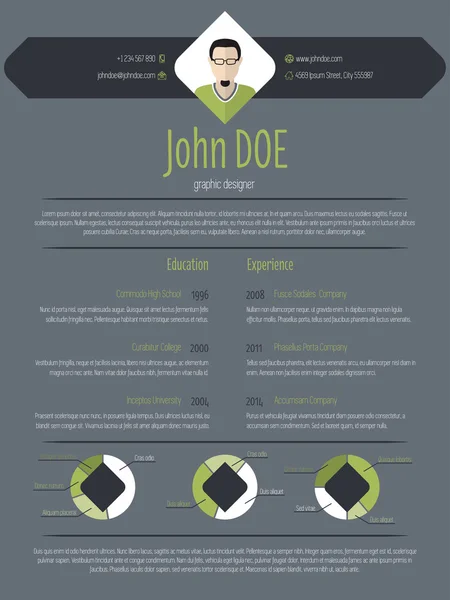 Cool plantilla CV moderno oscuro cv — Archivo Imágenes Vectoriales