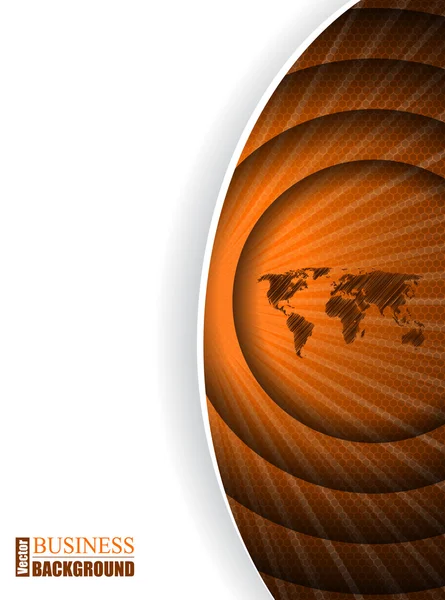 Orange Prospektvorlage mit Karte im Welleeffekt — Stockvektor