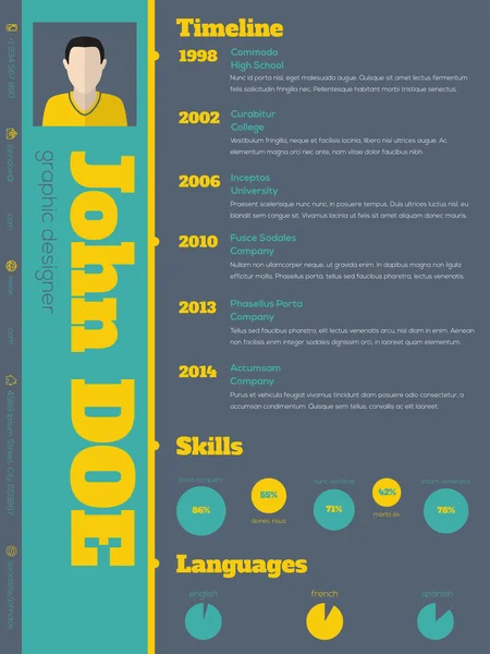 Modèle de CV cv moderne avec des couleurs vives — Image vectorielle