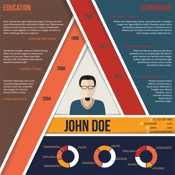 Plantilla de CV de forma triangular moderna cv — Vector de stock