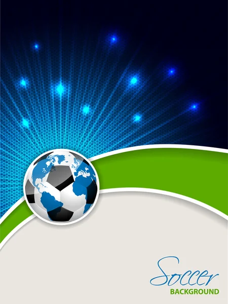Folleto de fútbol abstracto con bola de mapa reventada — Vector de stock