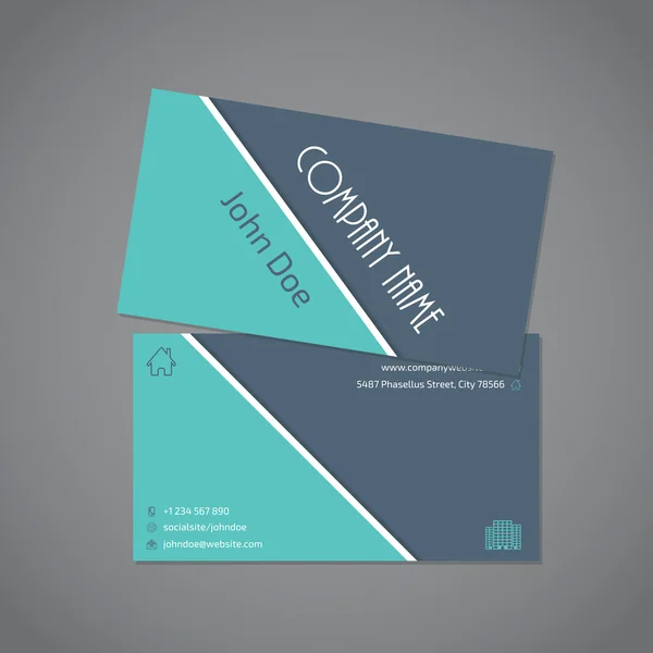 Gray turquoise business card template — Stock Vector