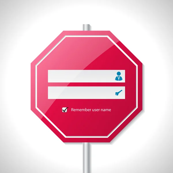 一時停止の標識風のログイン画面 — ストックベクタ